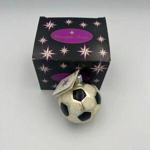 Christopher Radko Soccer Ball Bliwn Glass Ornament W Box